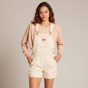 Dickies Juniors Cream Roll Hem Shortalls - Size S